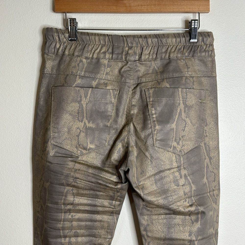 Bevy flog ladies snakeprint drawstring elastic waist vegan leather pants size 30 - Picture 9 of 13